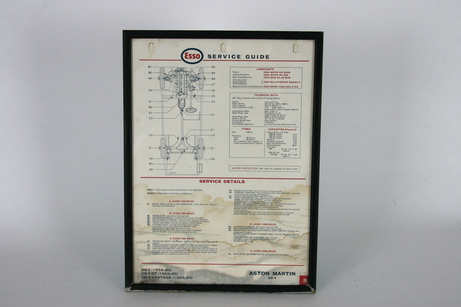 Framed Aston Martin DB4 Esso service guide (1 of 1)