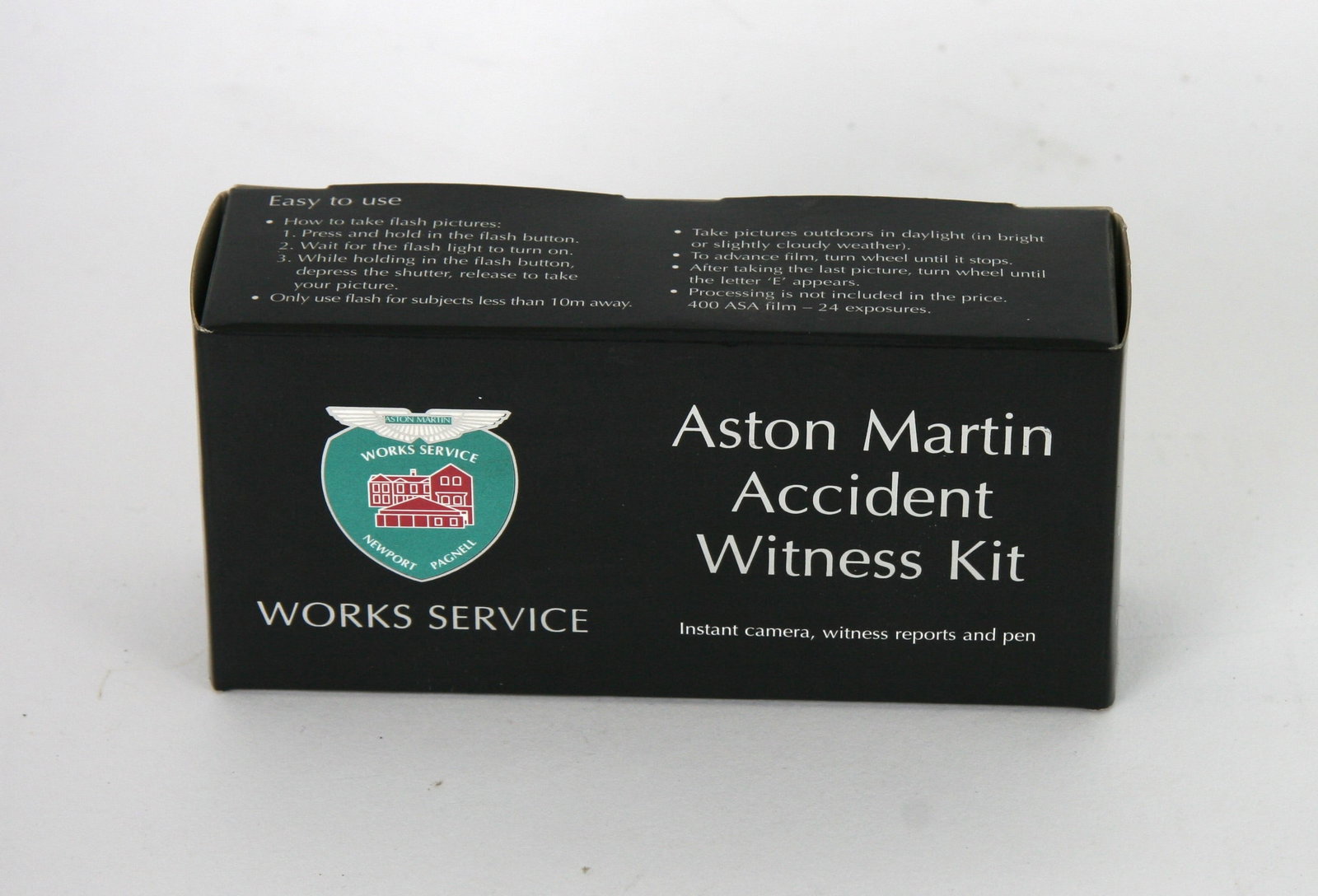 Aston Martin Accident witness Kit: An official Aston Works Service Accident Witness Kit, comprising instant camera, witness reports & pen. Hopefully never to be used !!