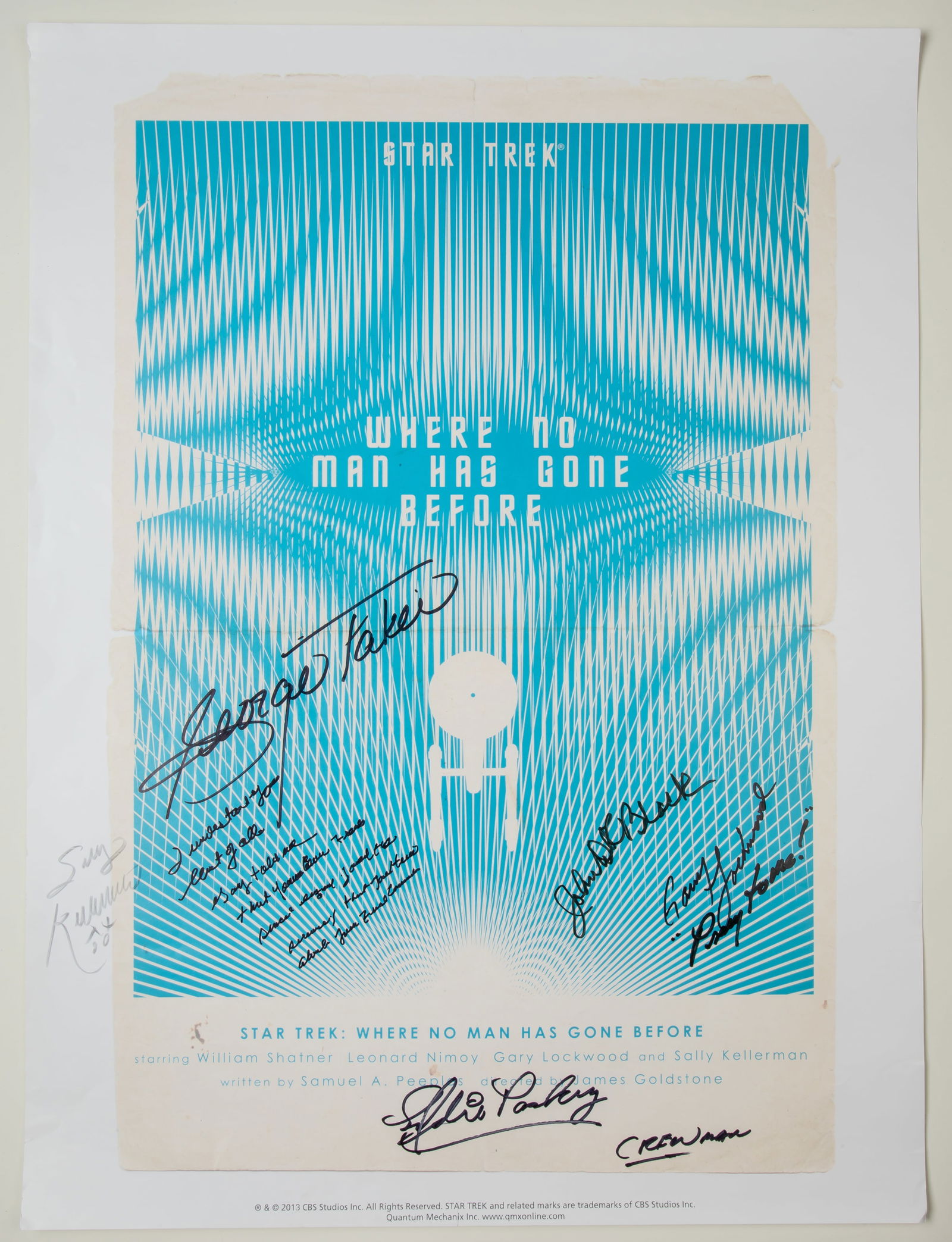 Star Trek: Inscribed Original Series Poster “Where No Man Has Gone Before” : Star Trek: The Original Series Custom Episode Poster “Where No Man Has Gone Before” Signed and Inscribed by Various Cast (Paramount TV, 1964-1967/Posters, Designer/Illustrator and hardcore
