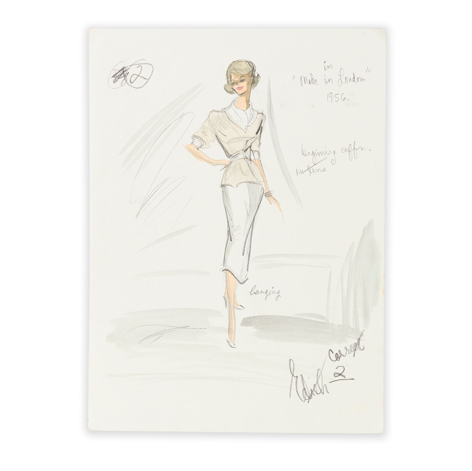 Edith Head Costume Sketch Attributed to Made in London (1 of 4)