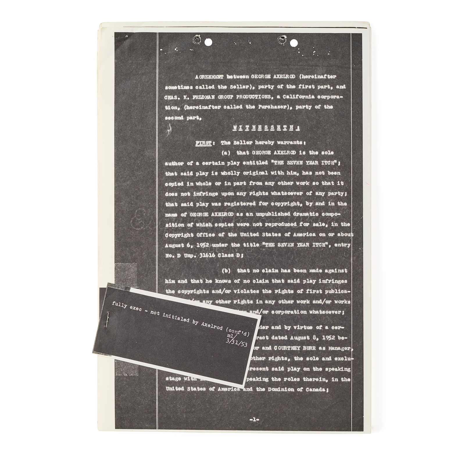 Letter of Agreement Re Seven Year Itch (1 of 1)