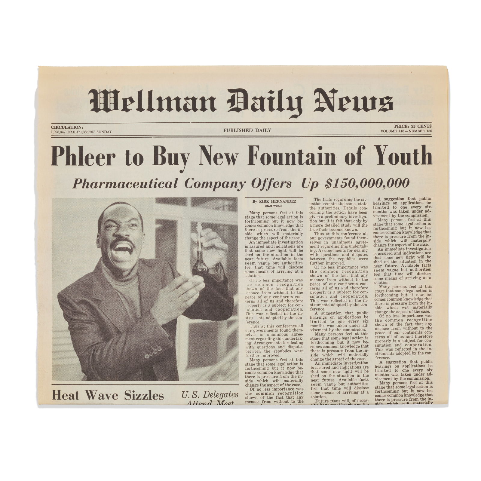 Eddie Murphy "Klump" Newspaper Prop from Nutty 2 (1 of 3)
