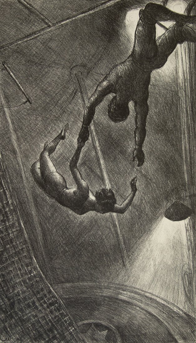 John Steuart Curry - The Missed Leap, 1934: 1934. Lithograph. Edition of 250. Very good condition. Signed in pencil lower right "John Steuart Curry" Edition of 250. Sheet Size: 20.00 x 13.50 inches. Plate Size: 17.00 x 19.75 inches. Cole 23; Cz