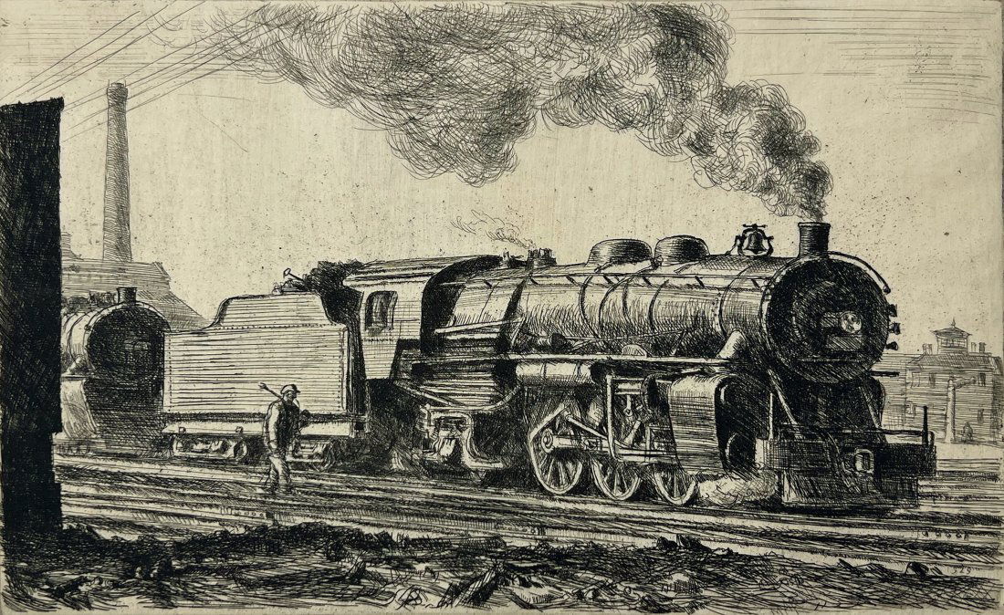 Reginald Marsh "Loco L.V.R.R. (Locomotive Lehigh Valley)" (1 of 2)