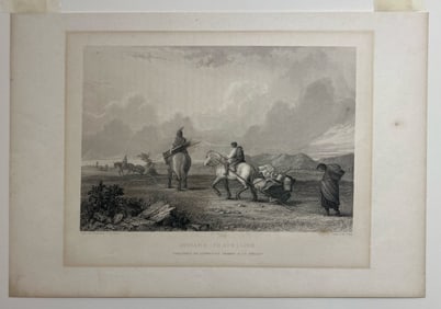 John C Rae, Capt. S. Eastman, Charles Koppel "Indians Traveling, Hunter Dismounted and Entrance of L