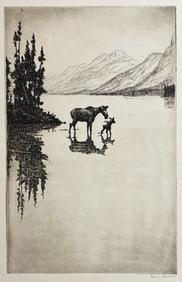 Hans Kleiber "Cow Moose and Calf"