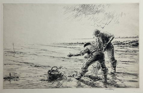 Kerr Eby "Farmers": Etching. Plate: 8.5 x 12.5 inches. Sheet: 11.5 x 15.75 inches. Signed lower right
