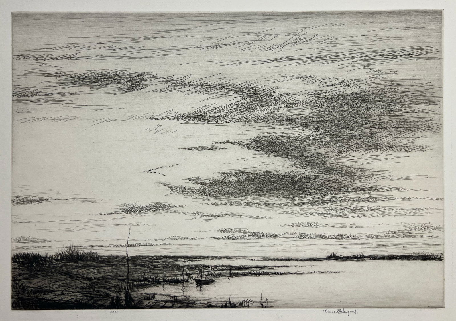 Kerr Eby "Salt Marshes": Etching. Plate: 9.5 x 13.25 inches. Sheet: 13.5 x 17 inches. Signed lower right