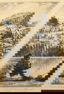 Lyman Byxbe "Bear Lake": Etching. Plate: 3 x 4.75 inches. Signed lower right, titled lower left