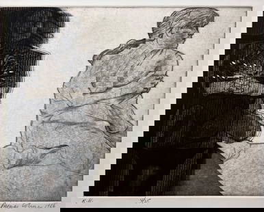 Thomas Coleman "K.H": 1966, Intaglio. Edition 4/25. Titled lower left, signed lower right. Plate: 10 x 13 inches. Sheet: 15 x 18.5 inches
