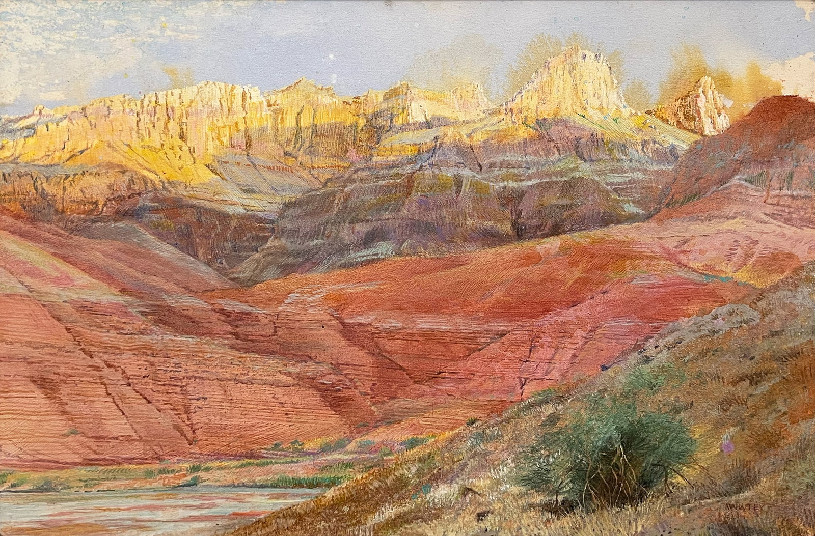 Merrill Mahaffrey: 2008. Acrylic on canvas. Framed. 24 x 36 inches. Signed on verso