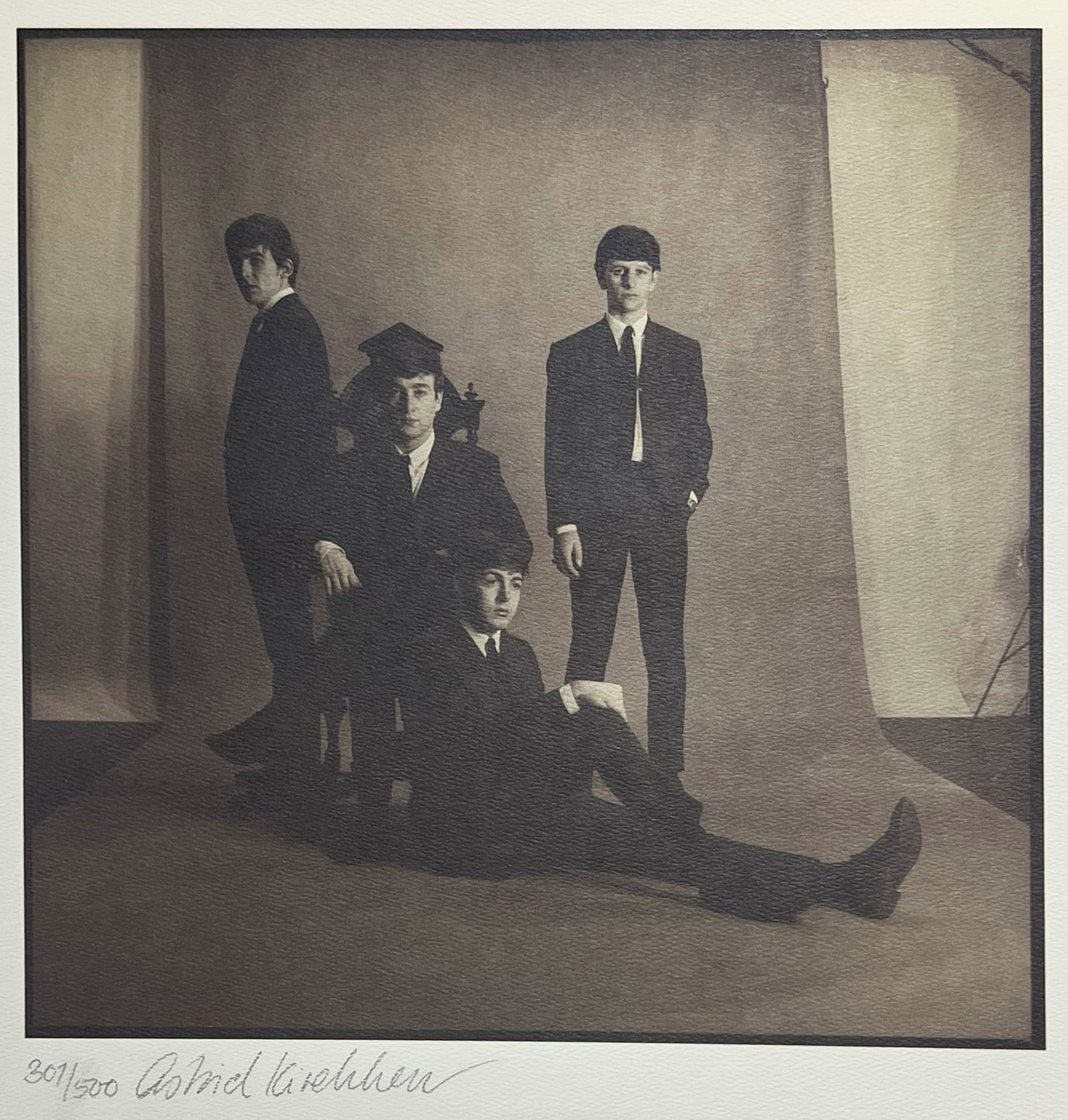 Astrid Kirchherr "Beatles": Editioned 301/500. Featured in Life Magazine (this lot does not include a copy of Life magazine). Plate: 12.5x12.5 inches. Sheet: 16.5x23.5 inches. Signed lower left.