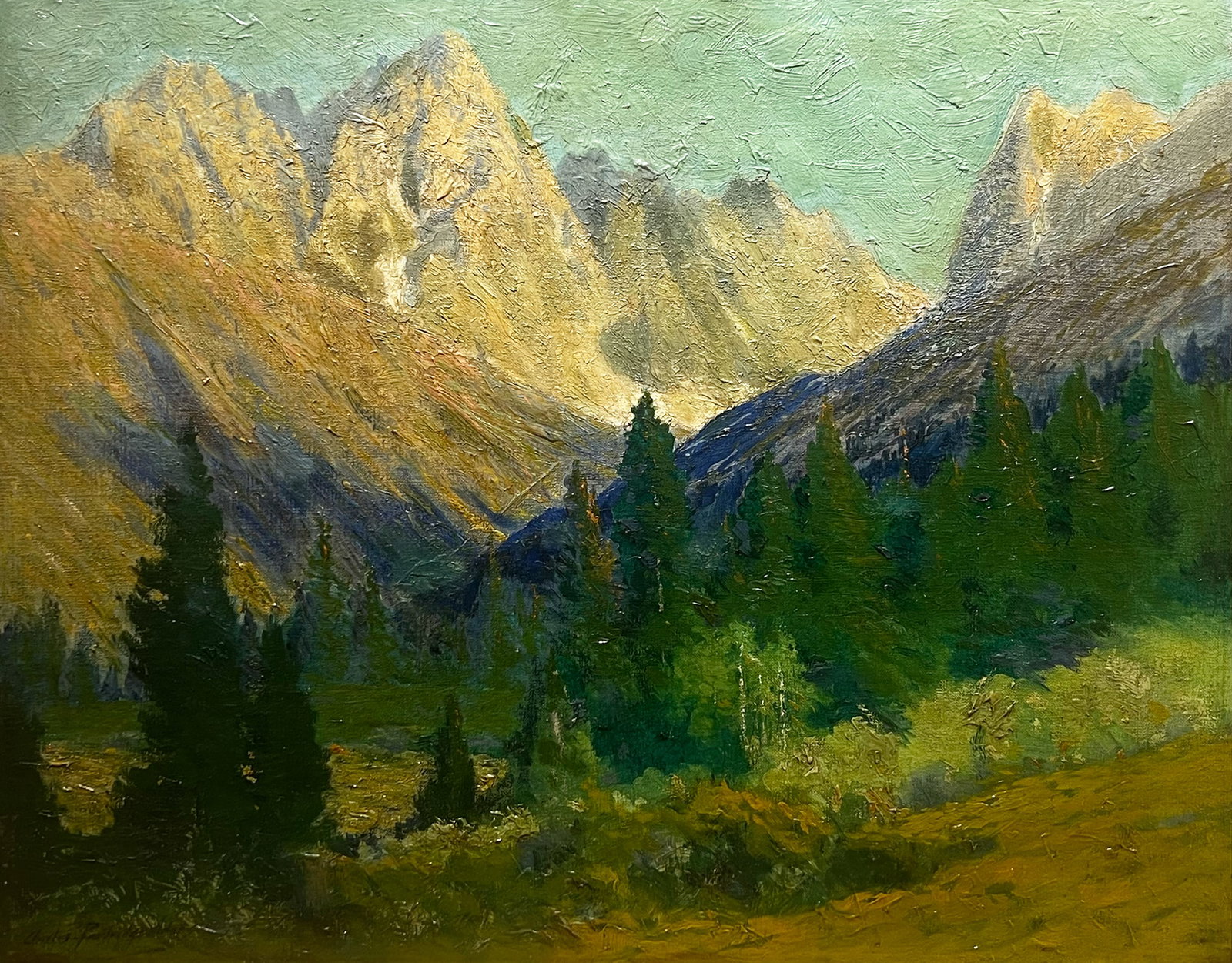Charles Partridge Adams "Untitled (Rocky Mountains)": Oil on canvas. Framed. Canvas: 20 x 24 inches. Frame: 27 x 31 inches. Signed lower left.