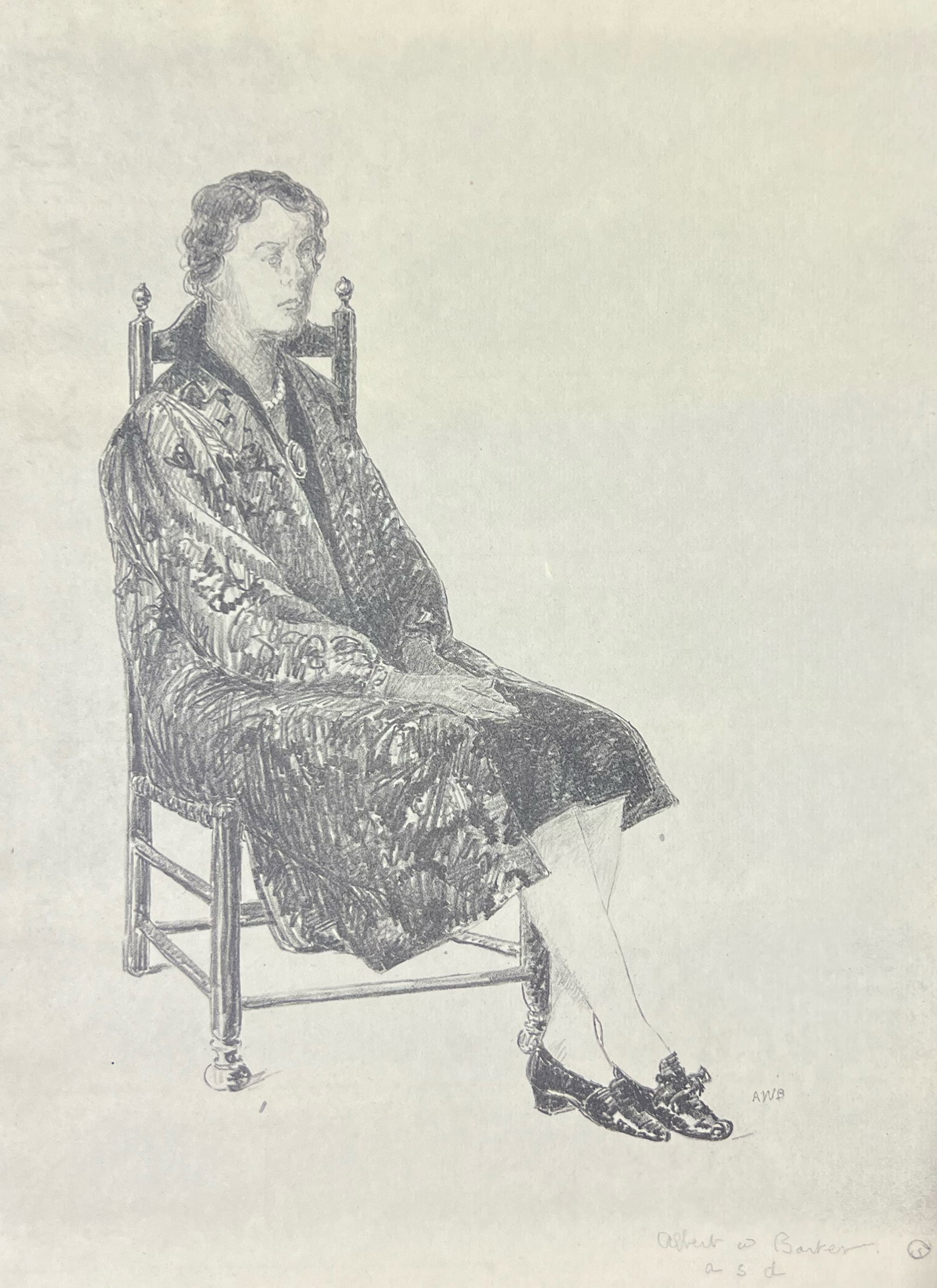 Albert Barker (Lot of 3): Albert Barker Lot of 3 Lithographs. #1: Woman in Chair. #2: Gradient Woman. #3: Woman Seated #1: Woman in Chair (10x7.75 inches). #2: Gradient Woman (11x8.75 inches). #3: Woman Seated (11.5x9