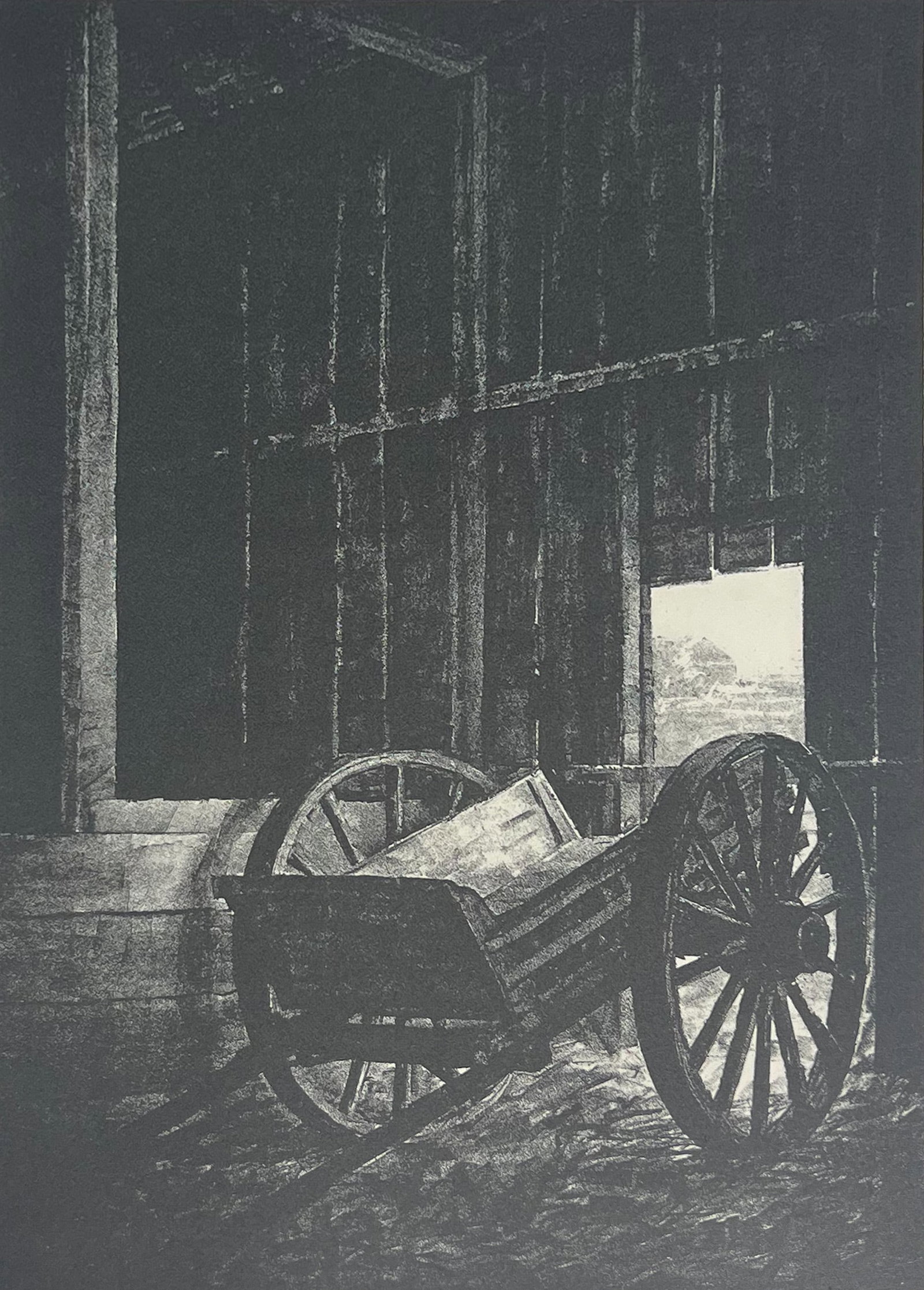 Albert Barker (Lot of 5): Albert Barker lot of 5 lithographs. #1: The Old Cart. #2: Harvest. #3; The Wood Lot. #4: November Sunlight. #5: The Deserted Homeland. #1: The Old Cart (Plate: 12x9 in. Sheet:16x11.5in). #2: Harvest