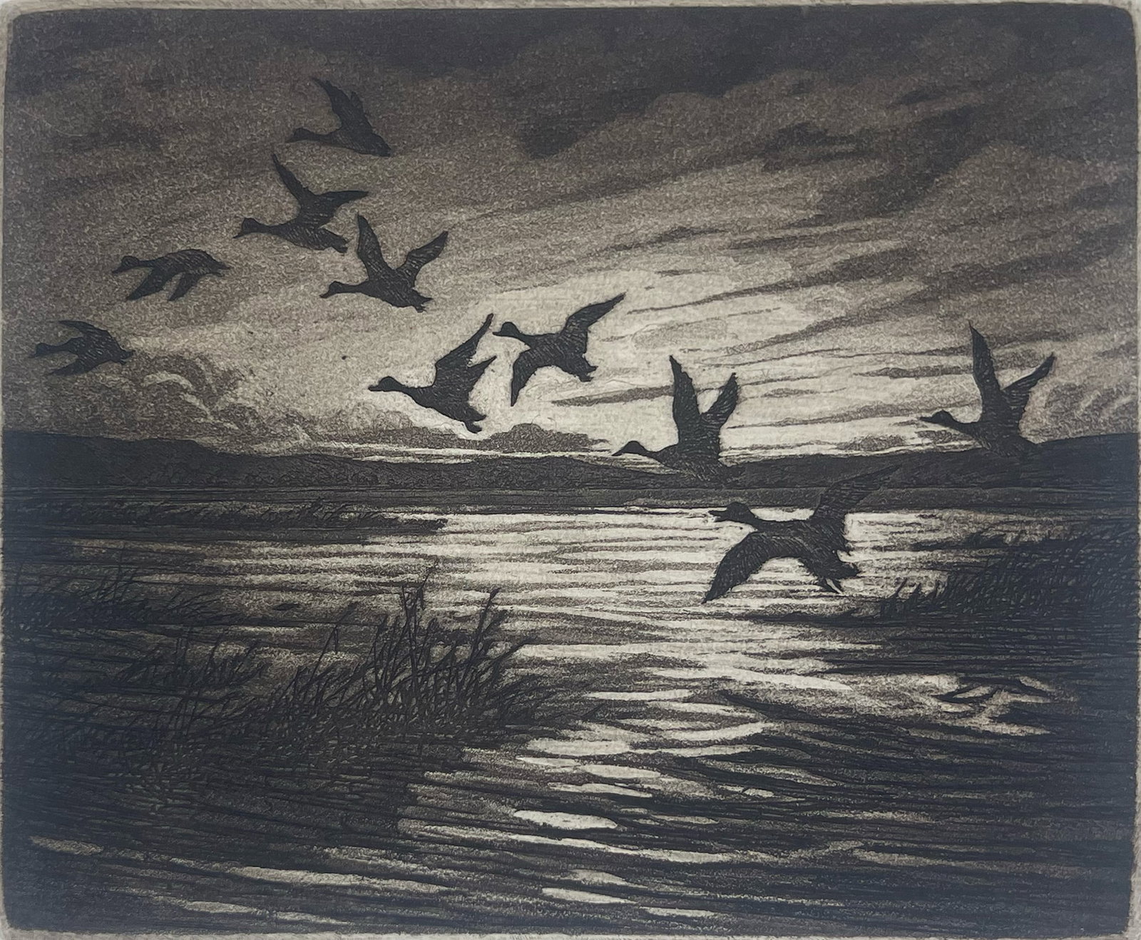 Hans Kleiber (Lot of 3): Hans Kleiber group of 3 etchings. #1: Sunrise. #2: Weathering the Storm. #3: On the Canyon. #1: Sunrise (Plate:6.5x8 inches. Sheet: 9.5x11.25 inches). #2: Weathering the Storm (Plate: 8x12 inches. She