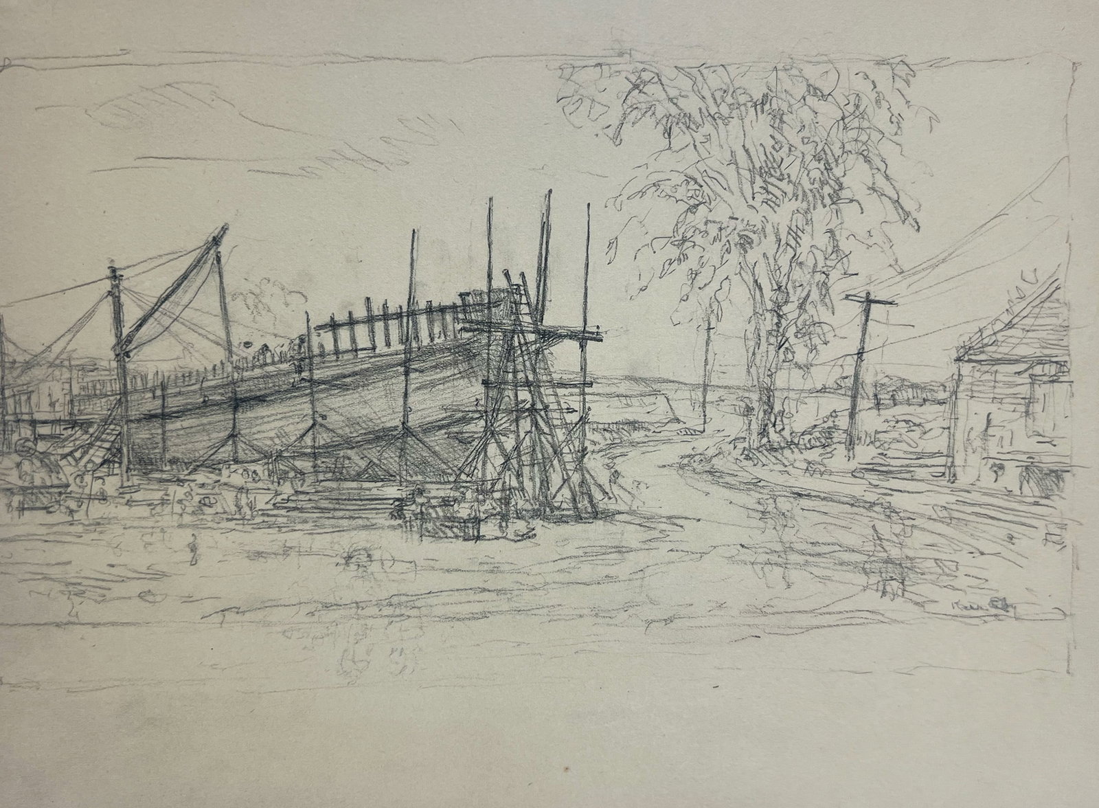 Kerr Eby "Study for the Schooner Syntram" (1 of 2)