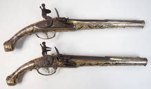 A PAIR OF GREEK KOMPOURA FLINTLOCK PISTOLS