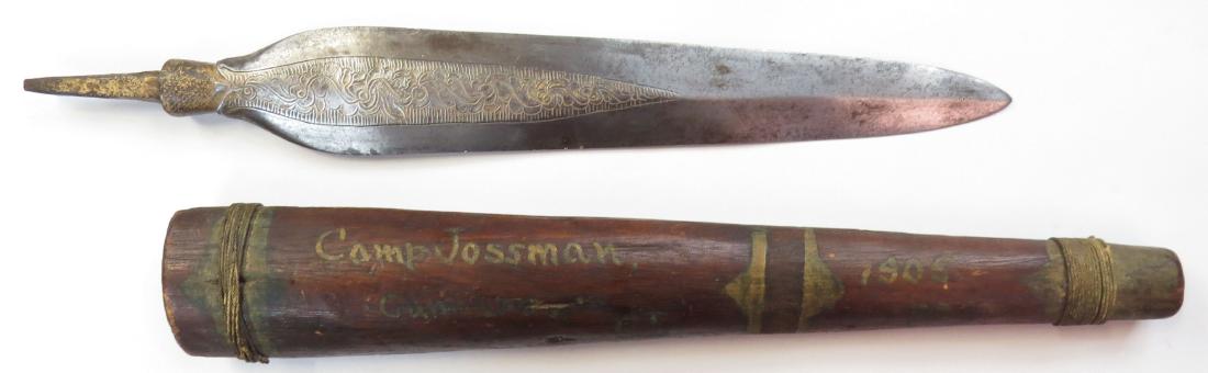 A CAPTURED MORO SPEARHEAD AND SCABBARD (1 of 7)