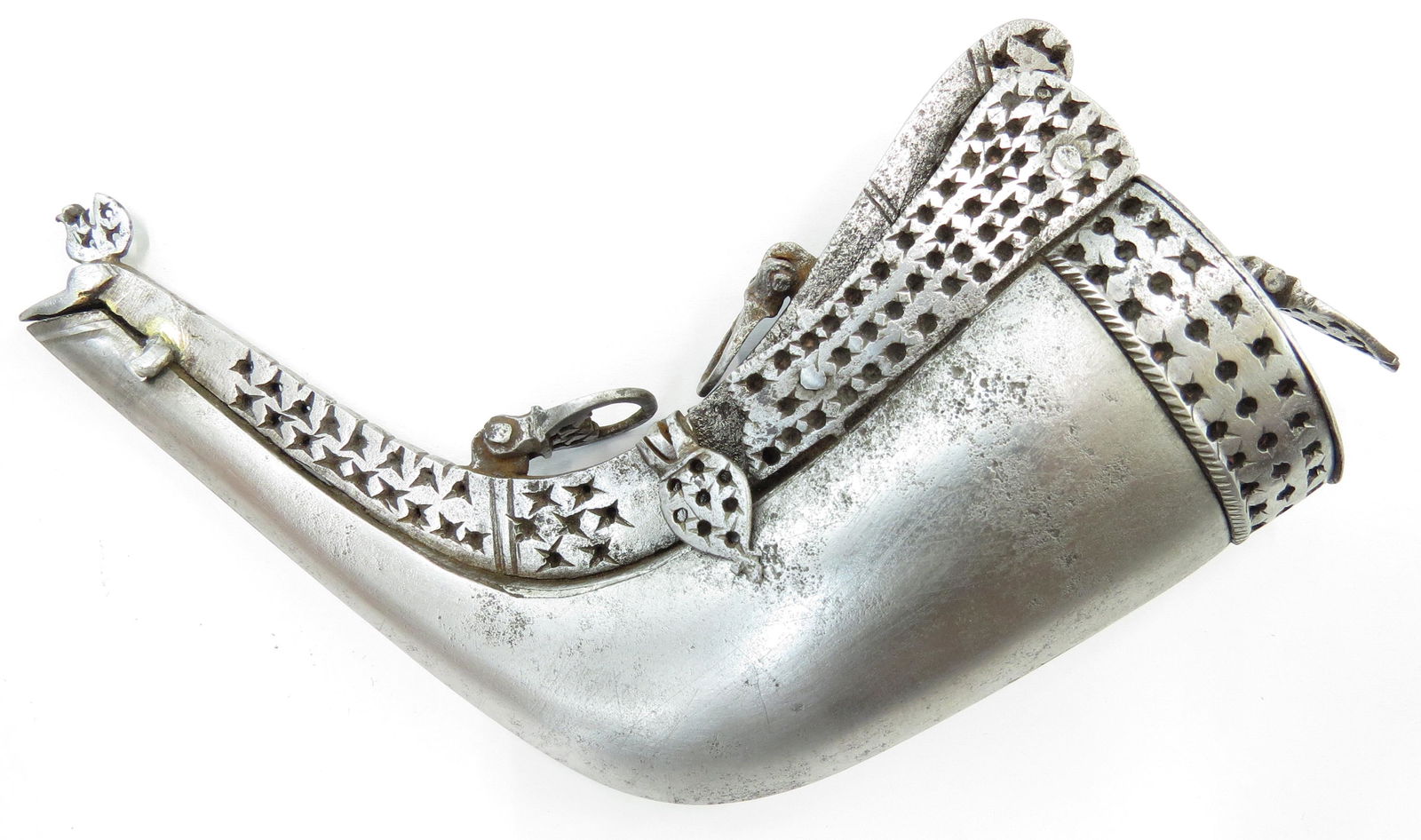 A RARE PERSIAN BARUTDAN PRIMING FLASK (1 of 3)