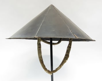 A RARE JAPANESE JINGASA STEEL-PLATE HELMET