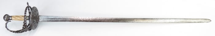 A RARE ENGLISH DISH-HILTED RAPIER SWORD