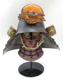 A JAPANESE KABUTO HELMET AND MENPO