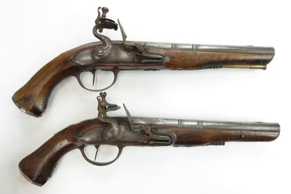A RARE PAIR OF SCANDINAVIAN FLINTLOCK PISTOLS