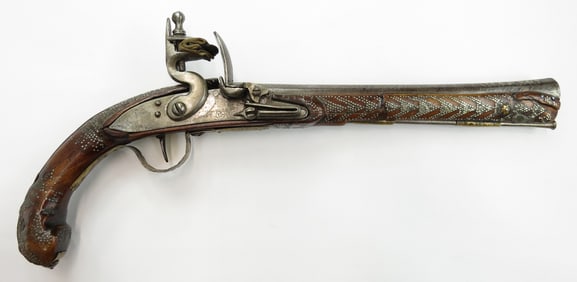 A RARE SOUTH INDIAN FLINTLOCK BLUNDERBUSS PISTOL