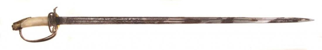 M1889 PRUSSIAN SWORD: Grip replaced, blade corroded. Late 19th century.Overall length 91.1 cm. Condition IV