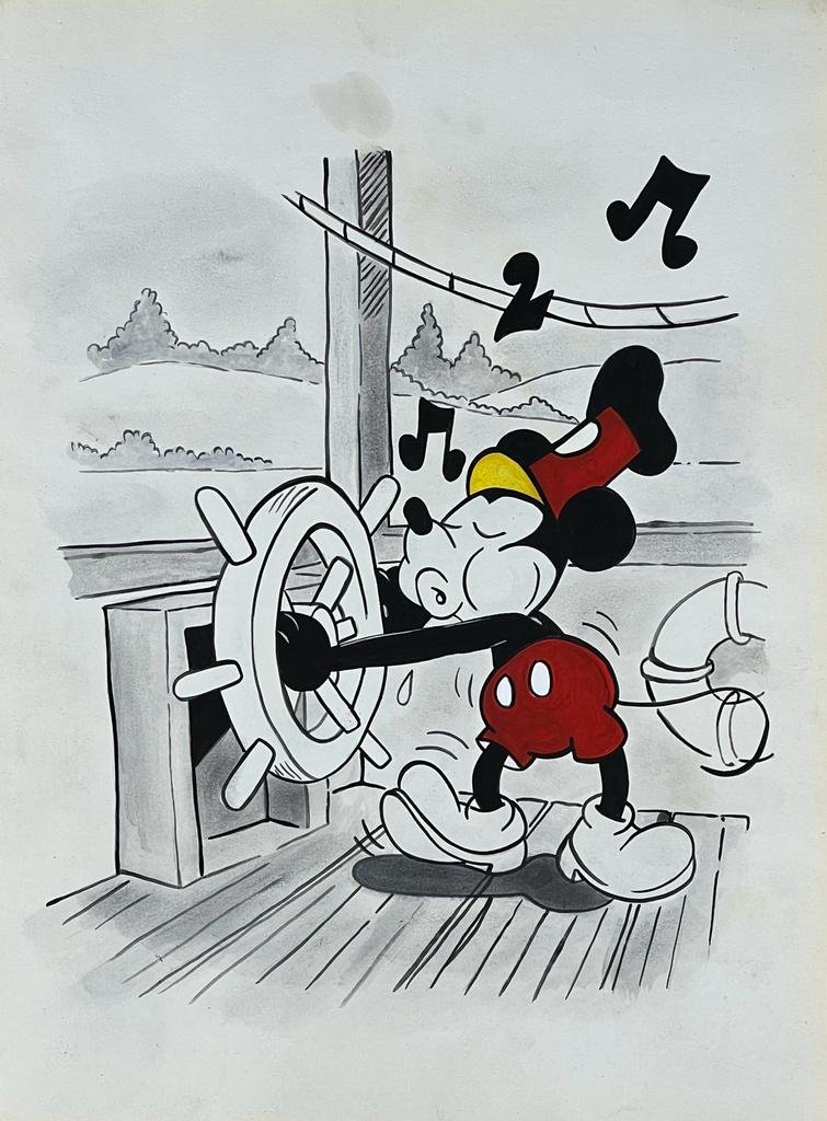 Walt Disney (Mixed Media on Paper Painting) In the style of (1 of 4)