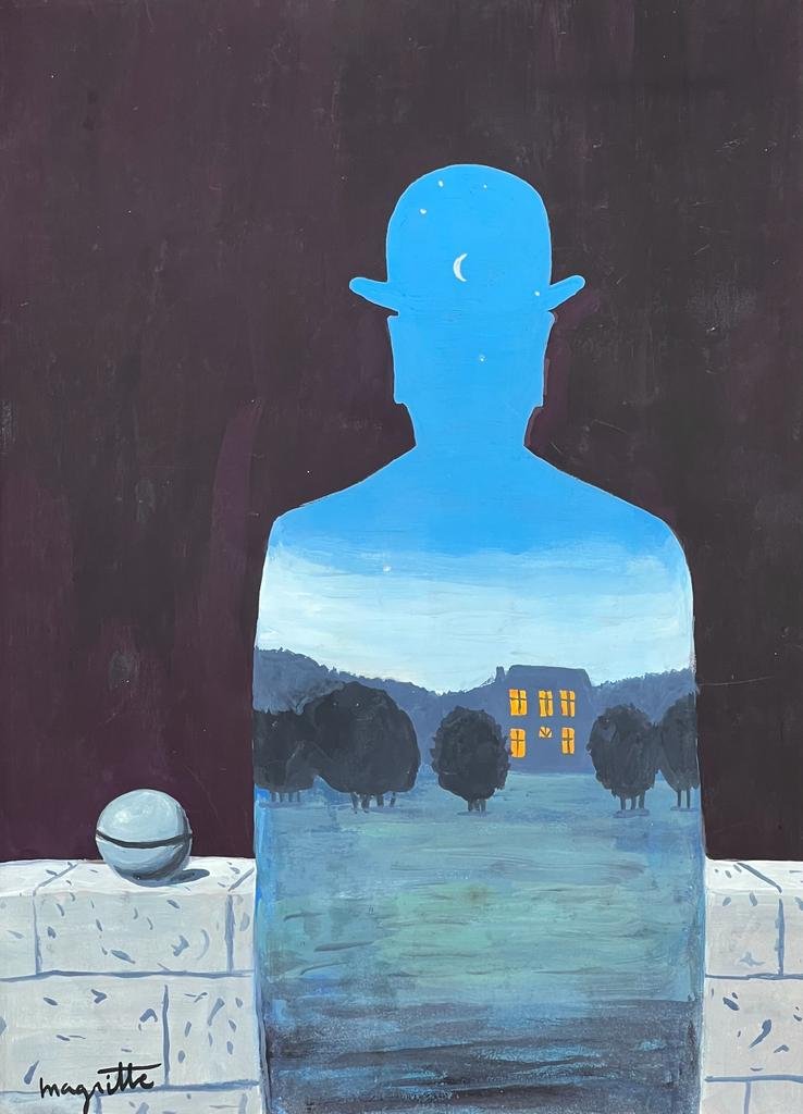 Rene Magritte (Mixed media on Paper Painting) In the style of (1 of 4)