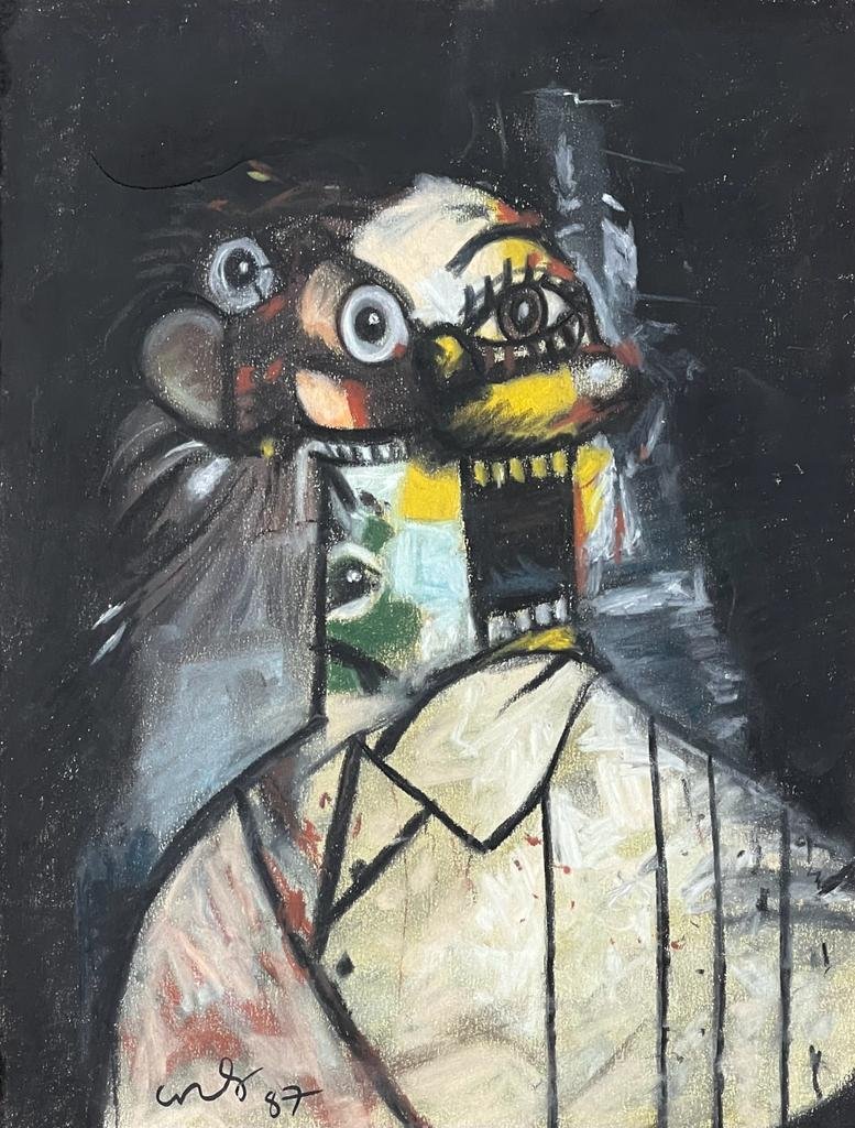 George Condo (Mixed Media on Paper Painting) In the style of (1 of 4)