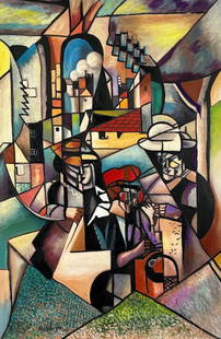 Albert Gleizes (Oil on canvas Painting) in the style of: Oil on canvas Painting, rendered in the style of Albert Gleizes. Measures: 15.5” x 23.5”. This painting is accompanied by a certificateProvenance: Private Collection Europe. Painting comes