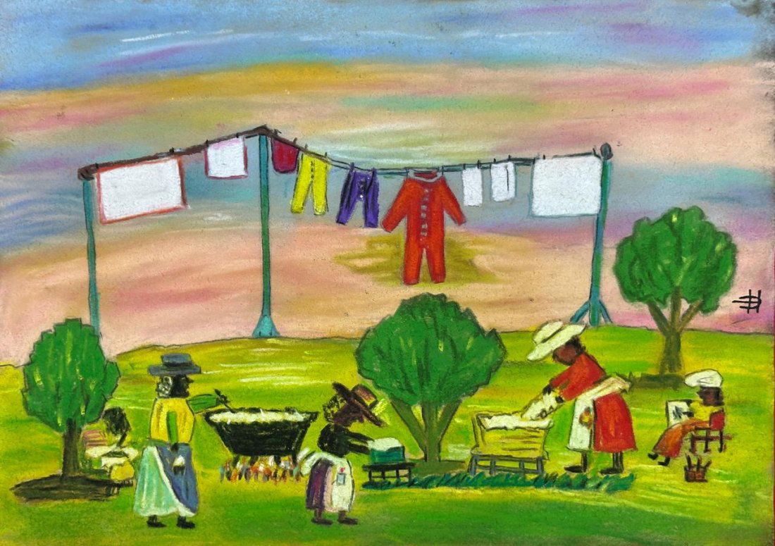 Clementine Hunter (Mixed media on Paper Painting) In the style of (1 of 5)