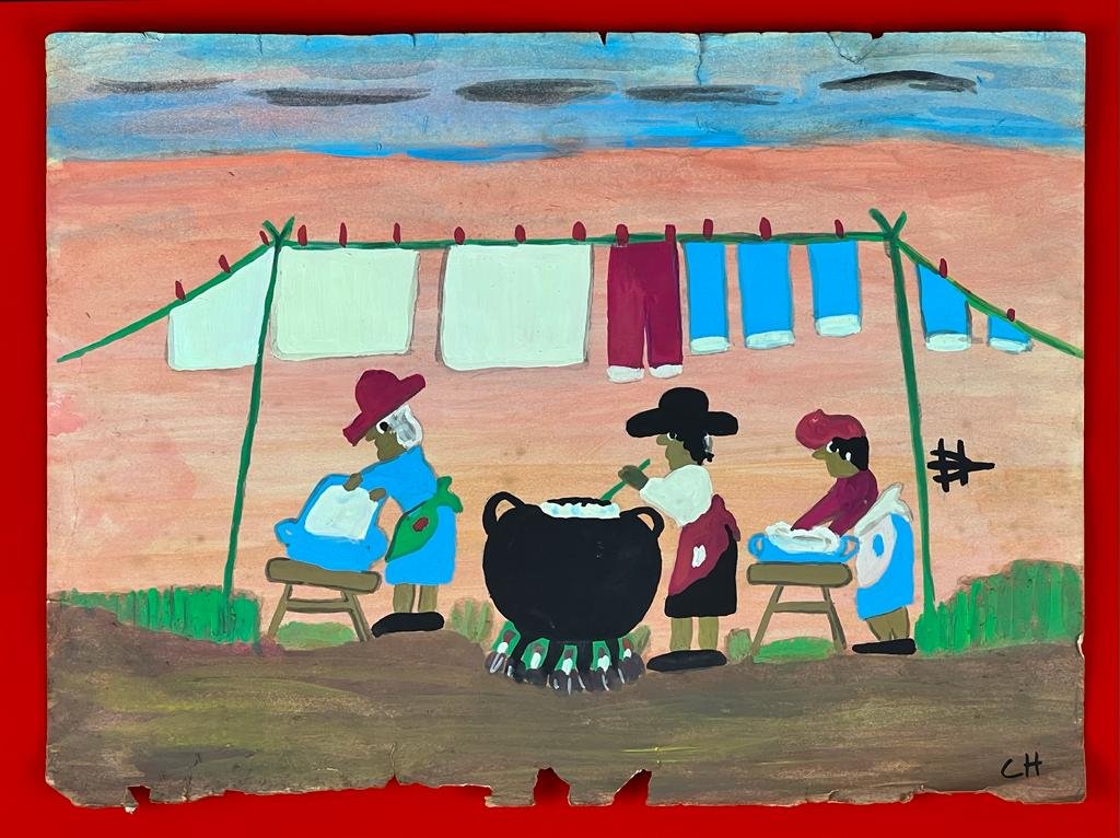 Clementine Hunter (Mixed media on Paper Painting) In the style of (1 of 4)