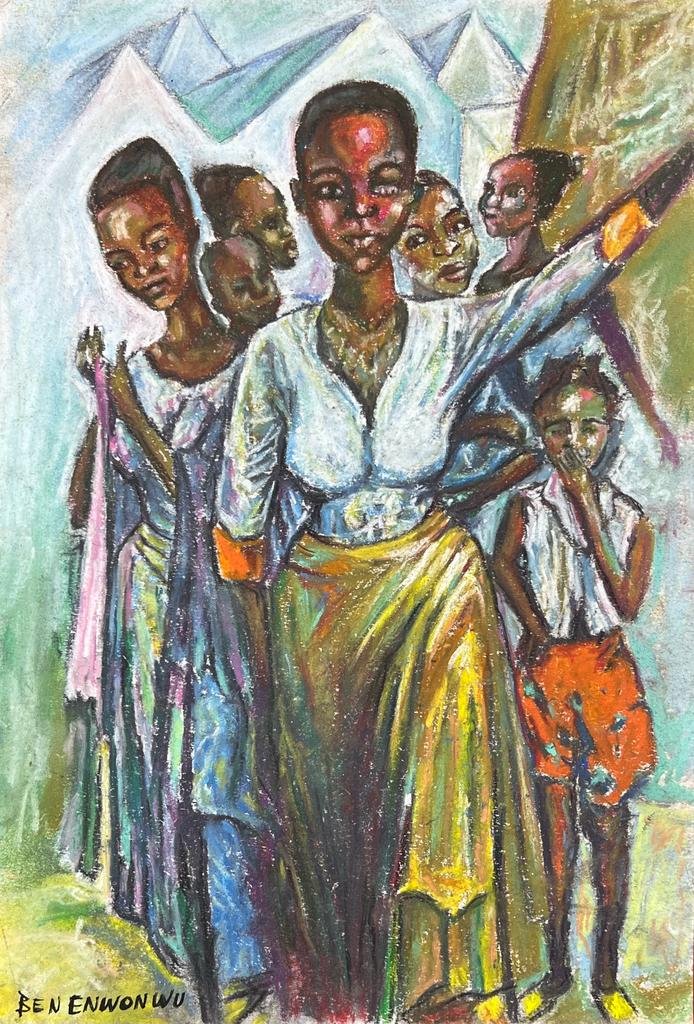 Ben Enwonwu (Mixed media on Paper Painting) In the style of (1 of 4)