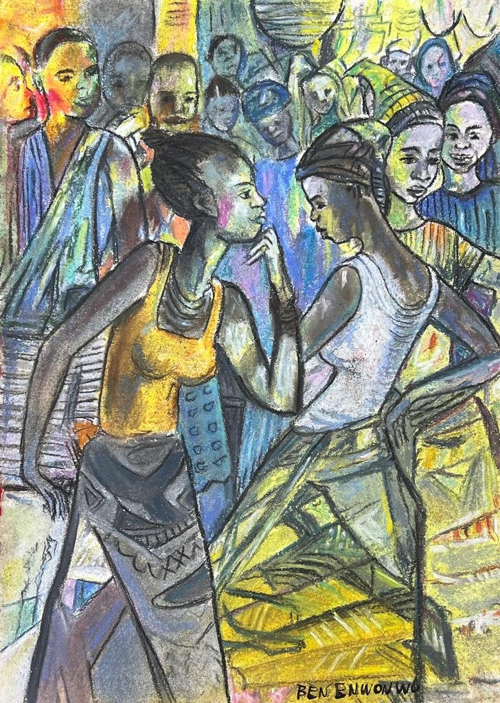 Ben Enwonwu (Mixed media on Paper Painting) In the style of (1 of 4)