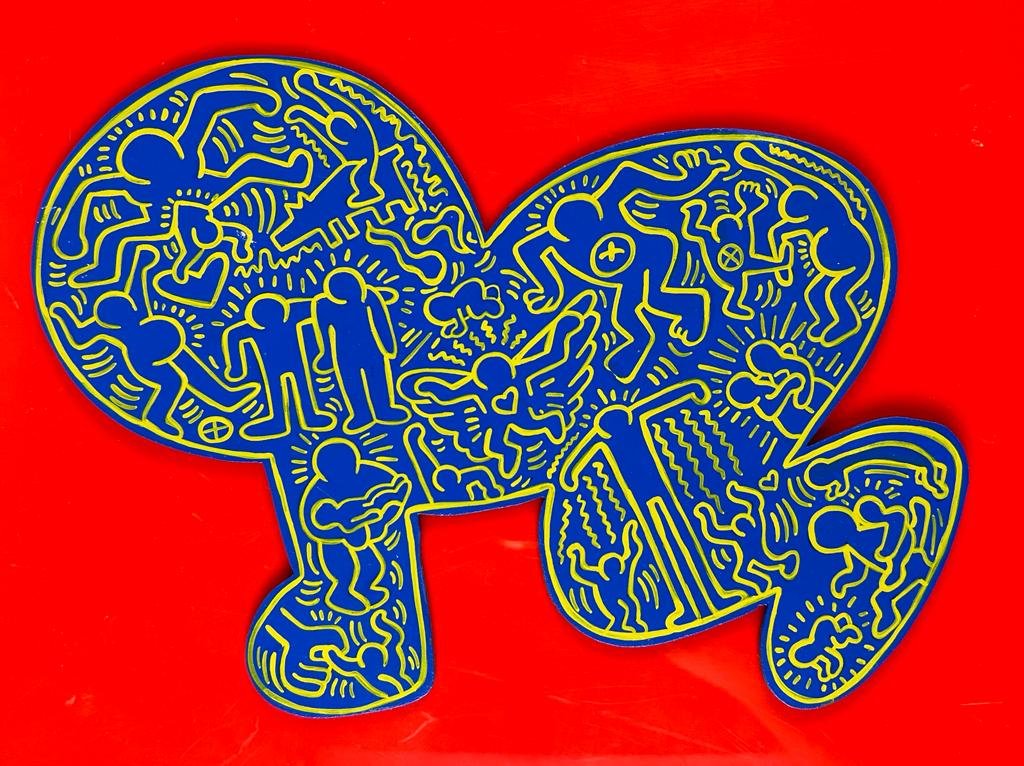 Keith Haring American (Acrylic on Wood painting) Style of (1 of 4)