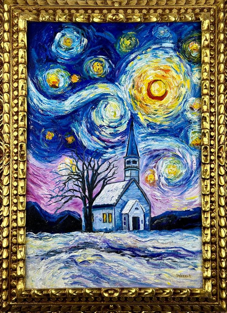 Vincent van Gogh Dutch (Oil on Canvas painting) In The Style Of: Oil on canvas painting, rendered in the style of Vincent van Gogh. Measures :15.5 x 23.5 inches aprox. This painting is accompanied by a certificateProvenance: Private Collection. The painting comes f
