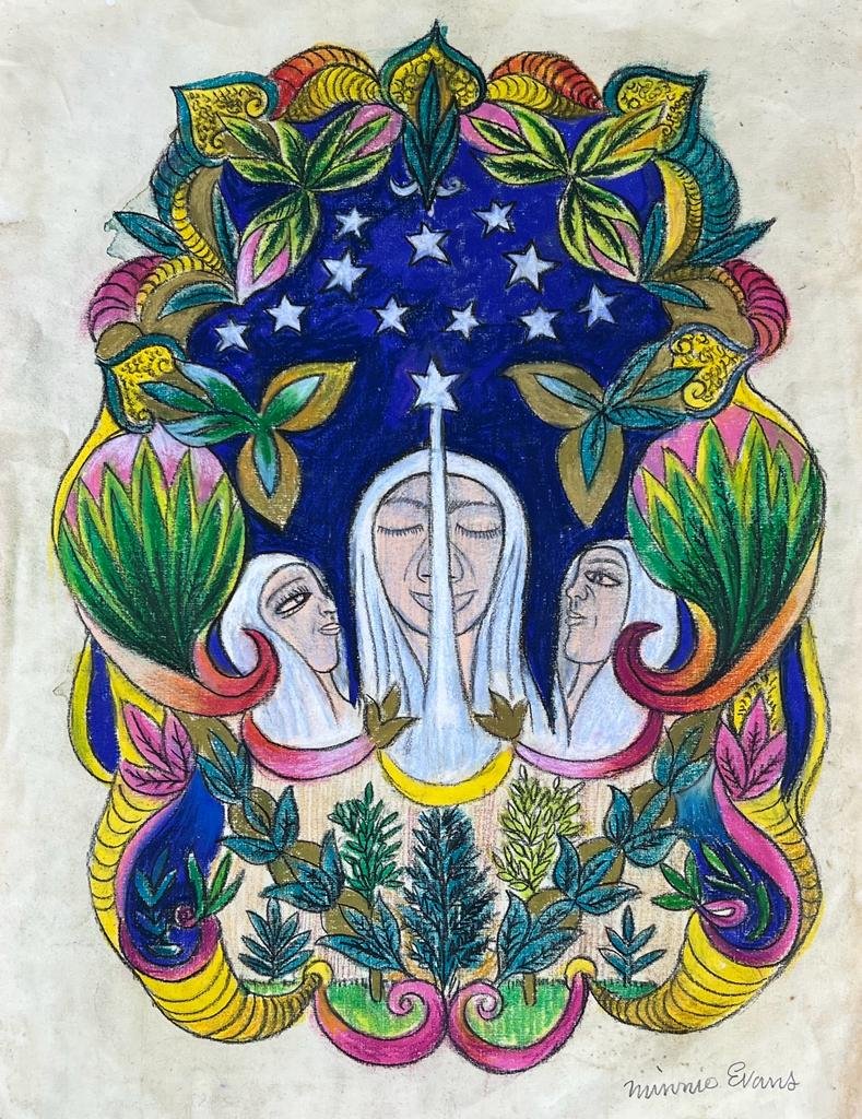 Minnie Evans (Mixed media on Paper Painting) In the style of (1 of 4)