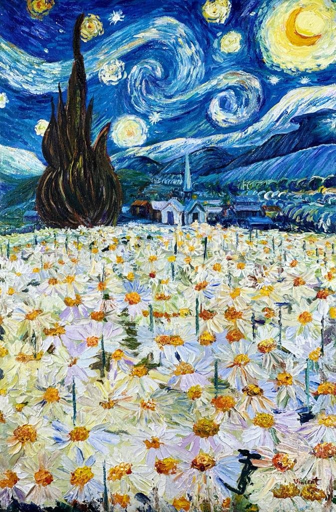Vincent Van Gogh Dutch (Oil on Canvas Painting) in the style of: Rendered in the style of Vincent Van Gogh. Technique: Oil on Canvas painting. Measures: 15.5 x 23.5 Inches aprox. Provenance: Private collection Europe. "In the style of" means after the artist. The a