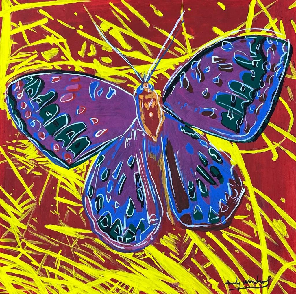 Andy Warhol (Mixed media on Paper Painting) In the style of: Mixed media painting on paper, Rendered in the style of Andy Warhol. Measures: 10” x 10” Inches aprox. Provenance:Private Collection. "In the style of" means after the artist. Lived betwee