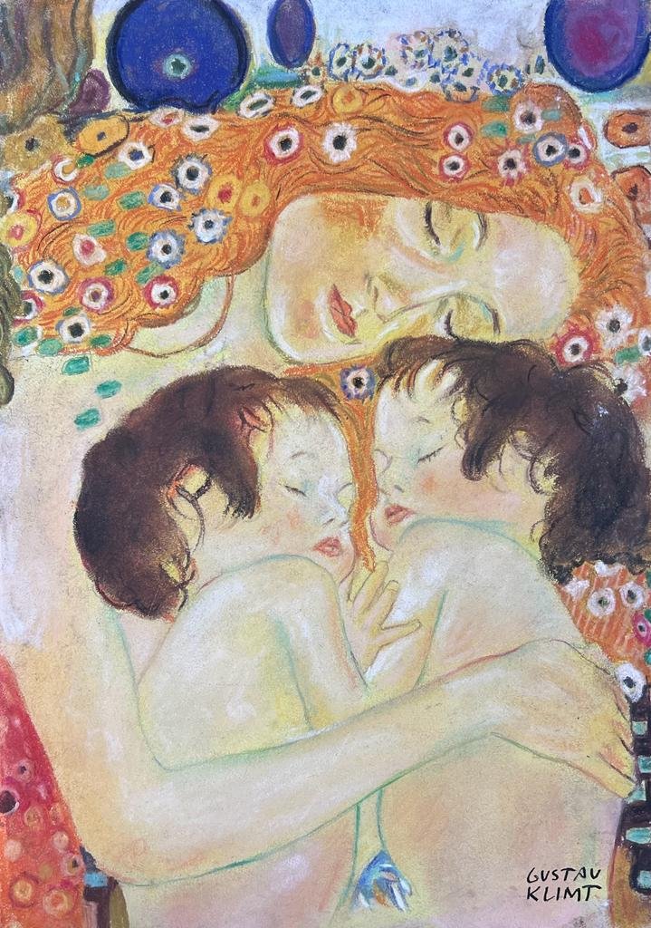 Gustav Klimt (Mixed media on Paper Painting) In the style of (1 of 4)
