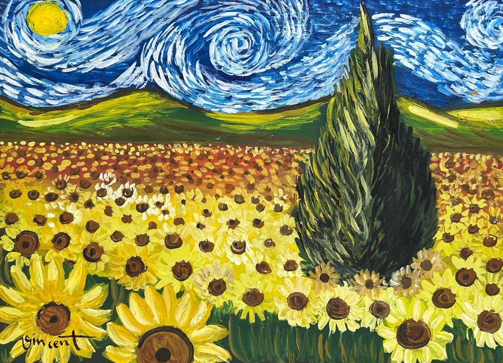 Vincent Van Gogh Dutch (Oil on Paper Painting) In the style of (1 of 4)