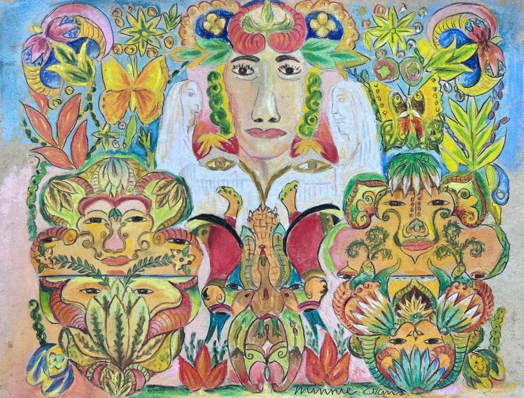 Minnie Evans (Mixed media on Paper Painting) in the style of (1 of 4)