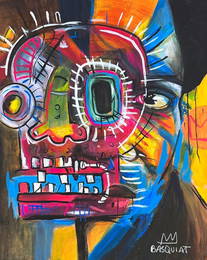 Jean-Michel Basquiat (Mixed media on Paper Painting) In the style of