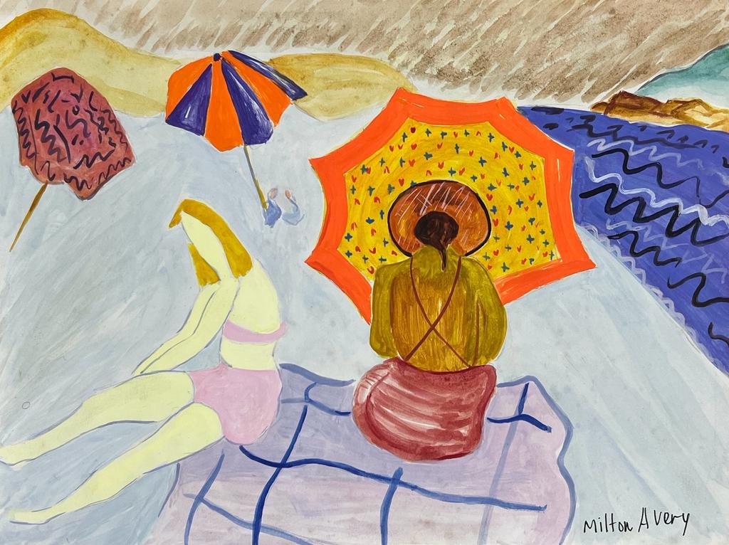 Milton Avery (Mixed media on Paper Painting) In the style of: Mixed media painting on paper,Rendered in the style of Milton Avery. Measures: 8” x 11” Inches aprox. Provenance:Private Collection."In the style of" means after the artist. Lived between