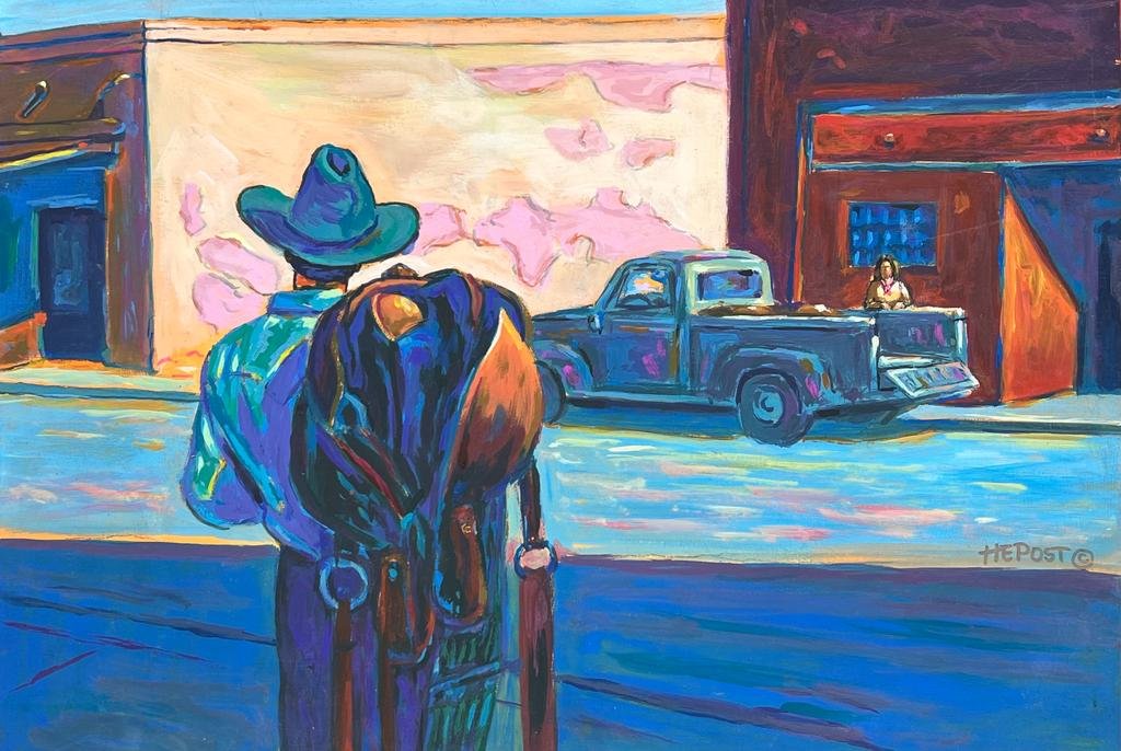 Howard Post (Mixed media on Paper Painting) In the style of: Mixed media painting on paper, rendered in the style of Howard Post. Measures: 8.5” x 12.5” Inches aprox. Provenance: Private Collection."In the style of" means after the artist. born in 1