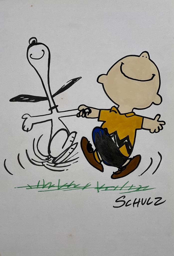 Charles M. Schulz (Mixed media on Paper Painting) In the style of (1 of 4)